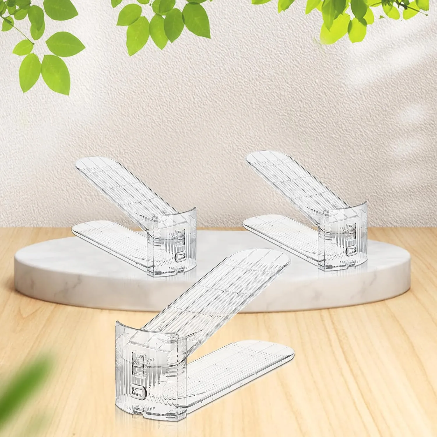 10 PACK Transparent Shoe Stacker,Shoe Slots Organizer for Closet, Shoe Display Space Saver,Adjustable Shoe Rack Organizer Holder for High Heels,Sneakers(Transparent)