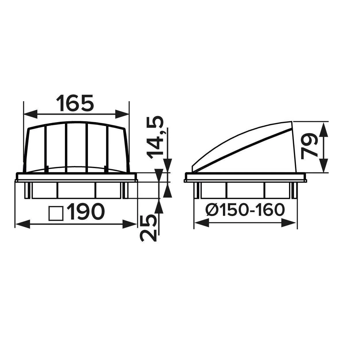 150/160mm Ventilation Cover Hood Backdraft Flap External