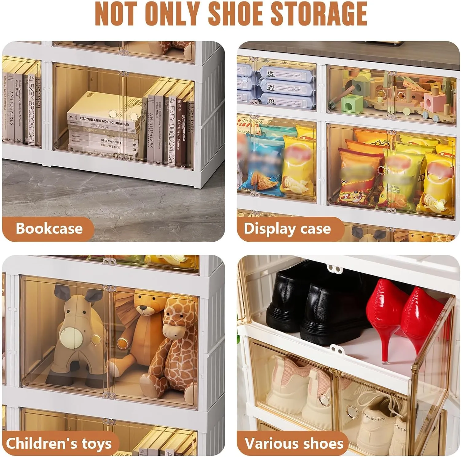 18 Pairs Portable Foldable Shoe Rack for Closet, Easily Assembled Clear Shoe Sneaker Storage Organizer Cabinet with Magnetic Door, Collapsible Closet Organizers and Storage, 9 Layers-18 Grids