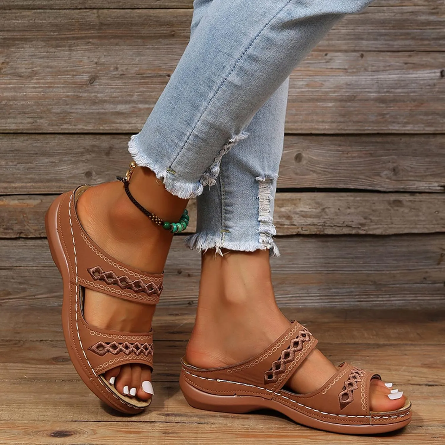 2025 Womens Sandals For Summer And Spring Comfortable Trendy Wedge Platform Arch Support Wide Width Flip Flops