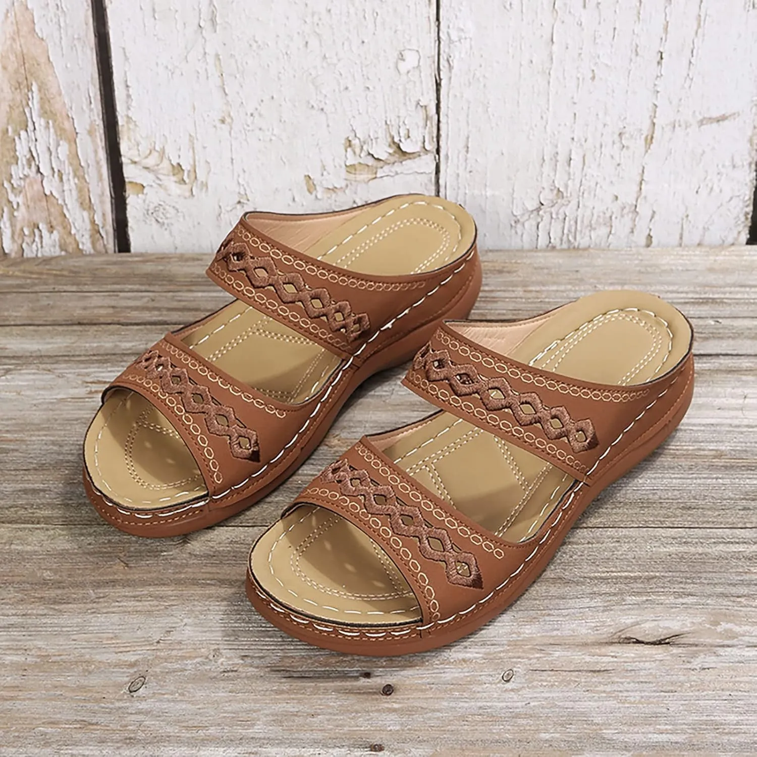2025 Womens Sandals For Summer And Spring Comfortable Trendy Wedge Platform Arch Support Wide Width Flip Flops