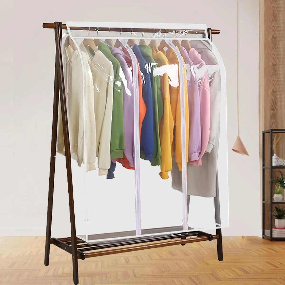 47.2" Extra Large Clear Hanging Garment Bags, Waterproof Garment Storage Bag, Hanging Closet Clothing Protector, Clear Dustproof Clothing Cover with Zipper for Suits, Long Dress, Jackets, Gown