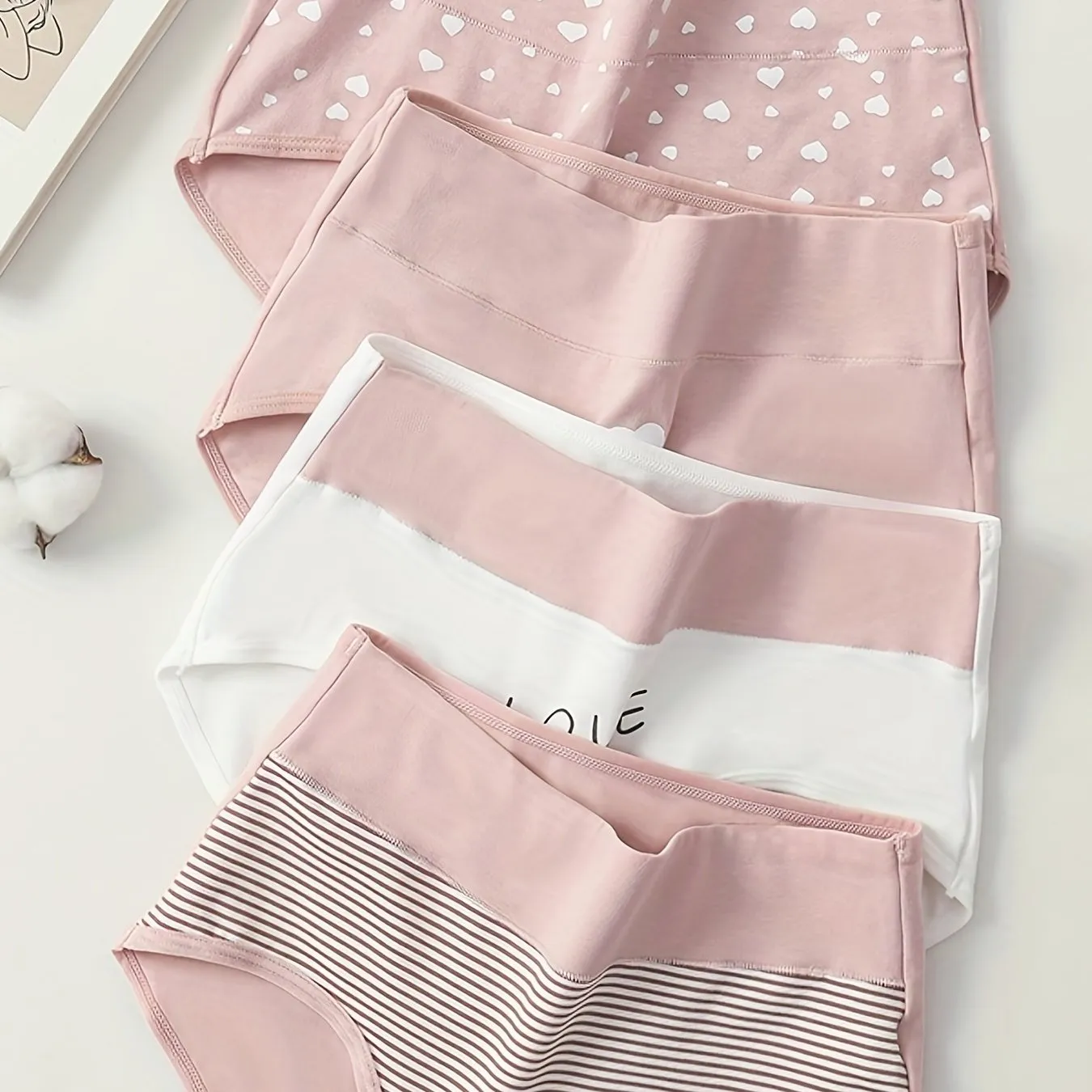 4pcs Women's Cartoon Print Colorblock High Waist Briefs - Soft, Comfortable Intimates & Lingerie