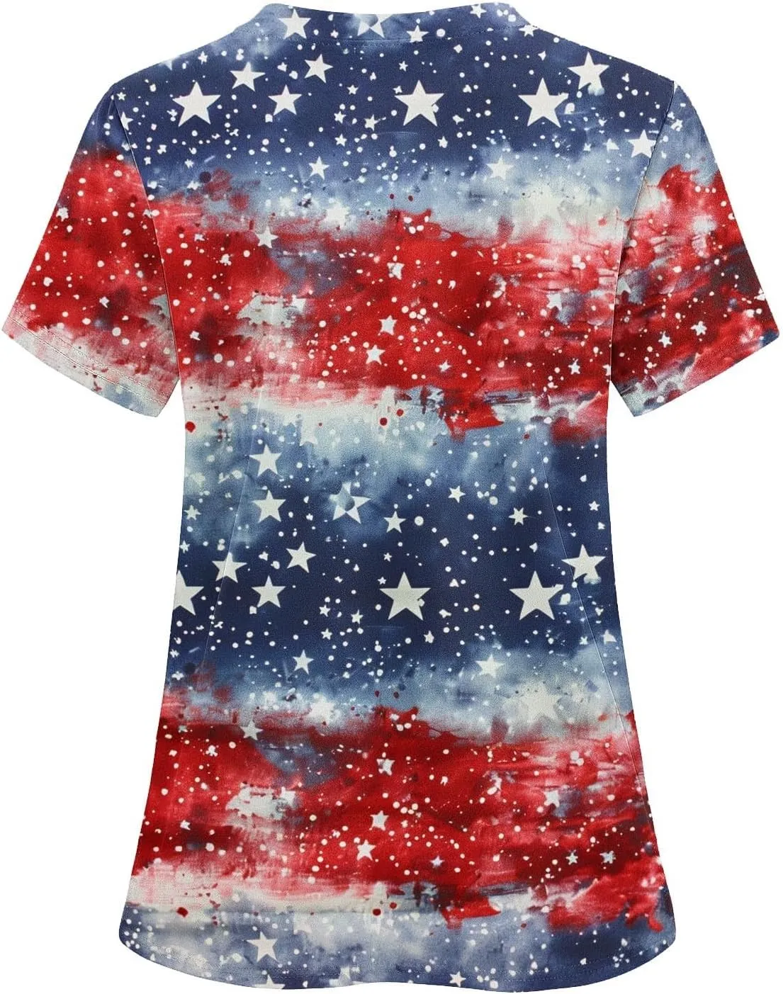 4th of July Shirts for Women Dressy Short Sleeve Flowy Tops Fashion V-Neck Independence Day Graphic Tee Shirts