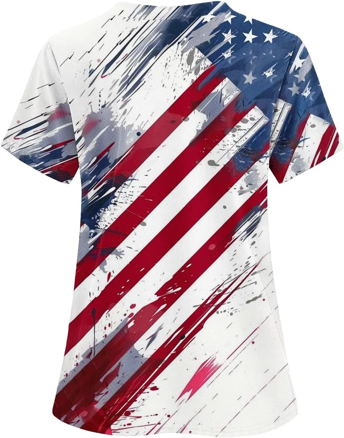 4th of July Shirts for Women Dressy Short Sleeve Flowy Tops Fashion V-Neck Independence Day Graphic Tee Shirts