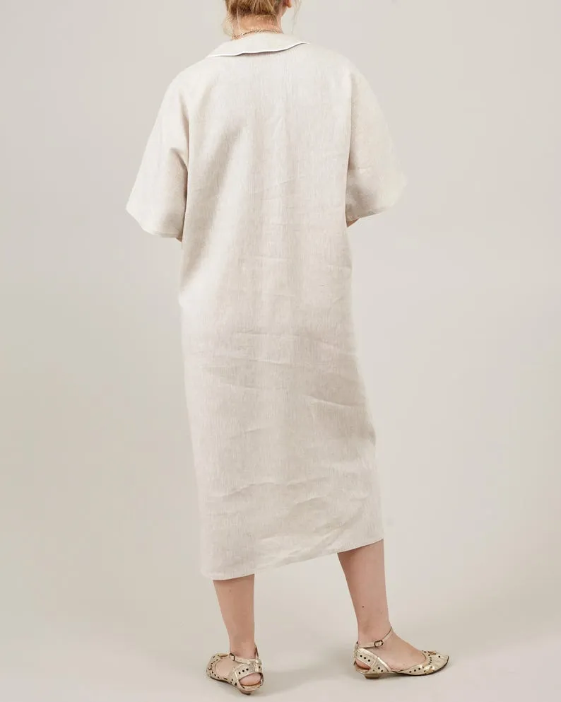 a Sophisticated Chic Out, Elegant Classy Neutral for Linen Looks Days Shift Advanced Dress Live chat Dress for