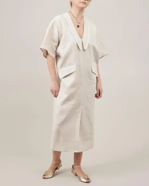 a Sophisticated Chic Out, Elegant Classy Neutral for Linen Looks Days Shift Advanced Dress Live chat Dress for