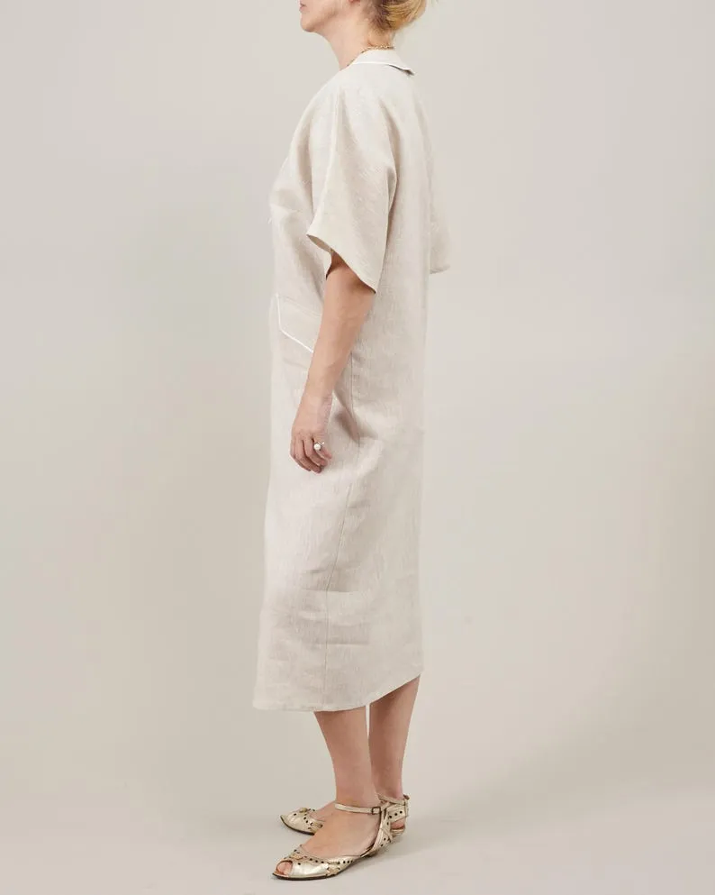 a Sophisticated Chic Out, Elegant Classy Neutral for Linen Looks Days Shift Advanced Dress Live chat Dress for