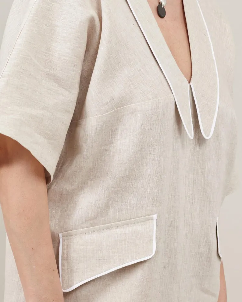 a Sophisticated Chic Out, Elegant Classy Neutral for Linen Looks Days Shift Advanced Dress Live chat Dress for