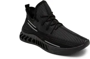 AKADEMIKS Men's Fit 2.0 Knit Jogger Sneakers, Breathable Running Shoes for Athletic and Casual Wear - Black/Grey, Size 12