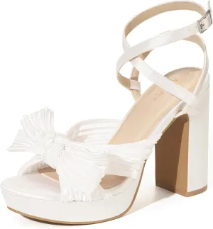 ALICEPUB 4Inch Platform Heels Chunky Block High Heels Strappy Heels Open Toe Heeled Sandals Comfortable Dressy Shoes for Women Wedding