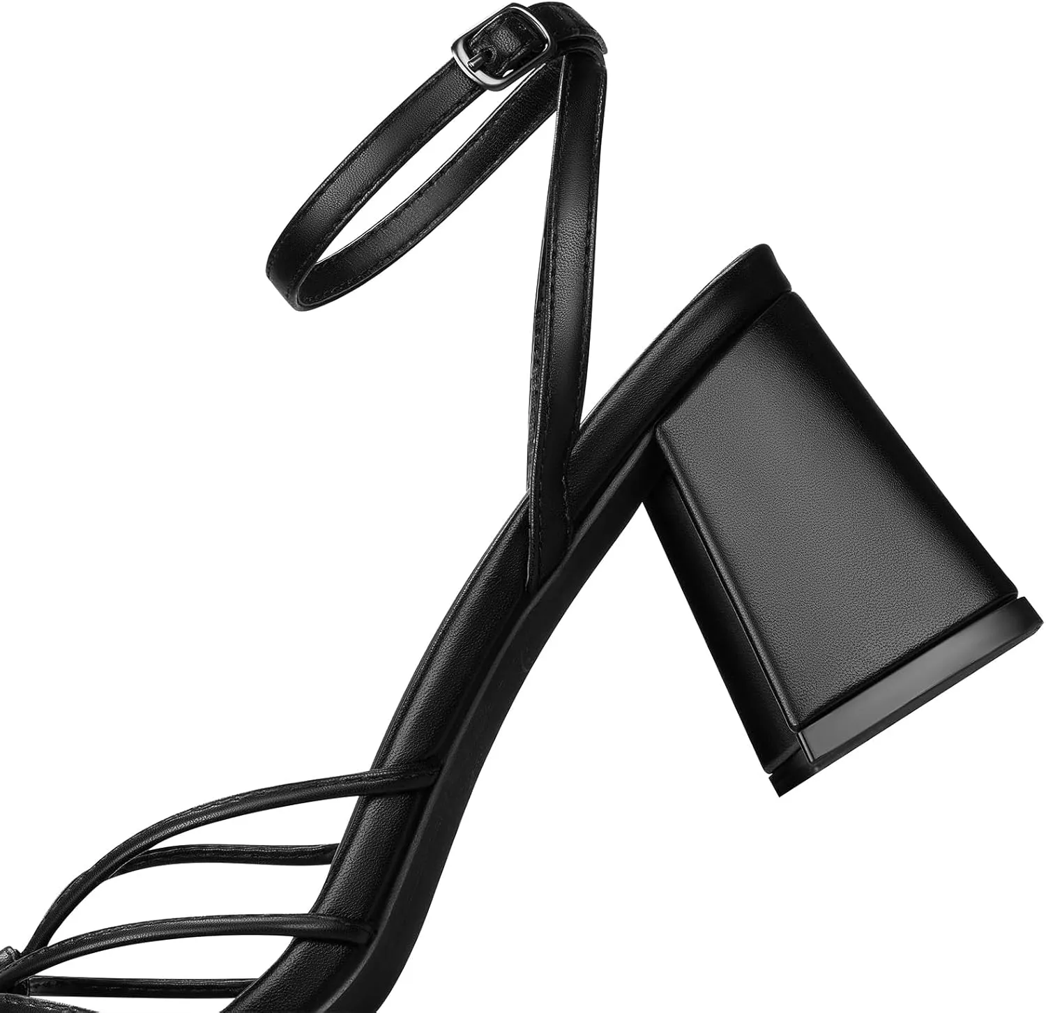 ALICEPUB Women's Strappy Heels Square Open Toe Heeled Sandals Chunky Block Heels Short Heels Comfortable Dress Shoes for Wedding Bridal Party
