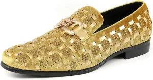 Amali Barnes Mens Dress Shoes Sparkly Glitter Encrusted Tuxedo Slip on Loafers for Men - The Original Smoking Men Dress Shoes Runs Large - GO 1/2 Size Down