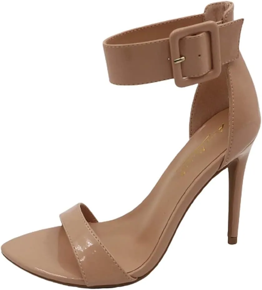 Anne Michelle Women's Open Toe Stiletto Heel Sandals Ankle Strap High Heel Sandals