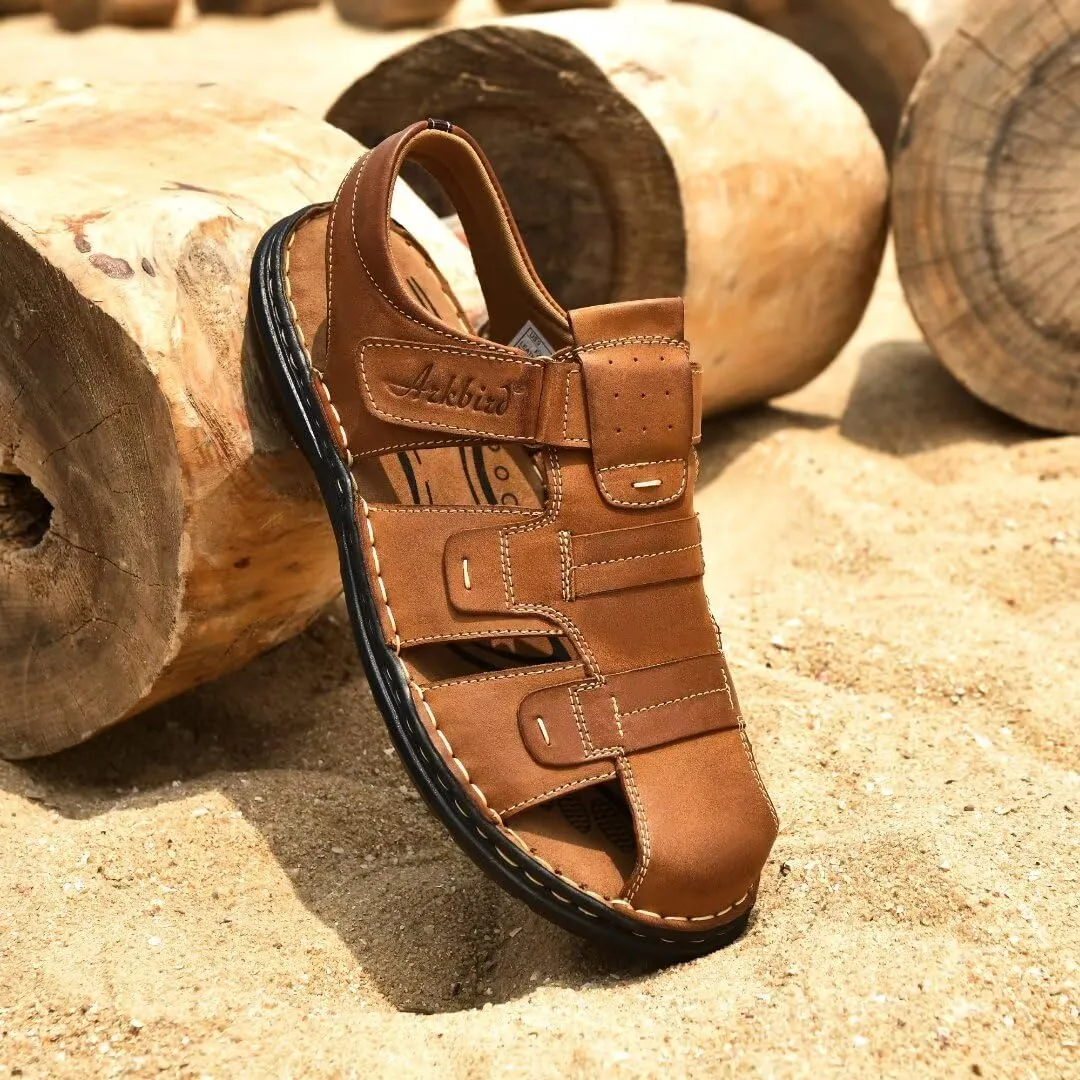 Arkbird Men's Sandals, Closed Toe Leather Fisherman Outdoor Hiking Sport Shoes Summer