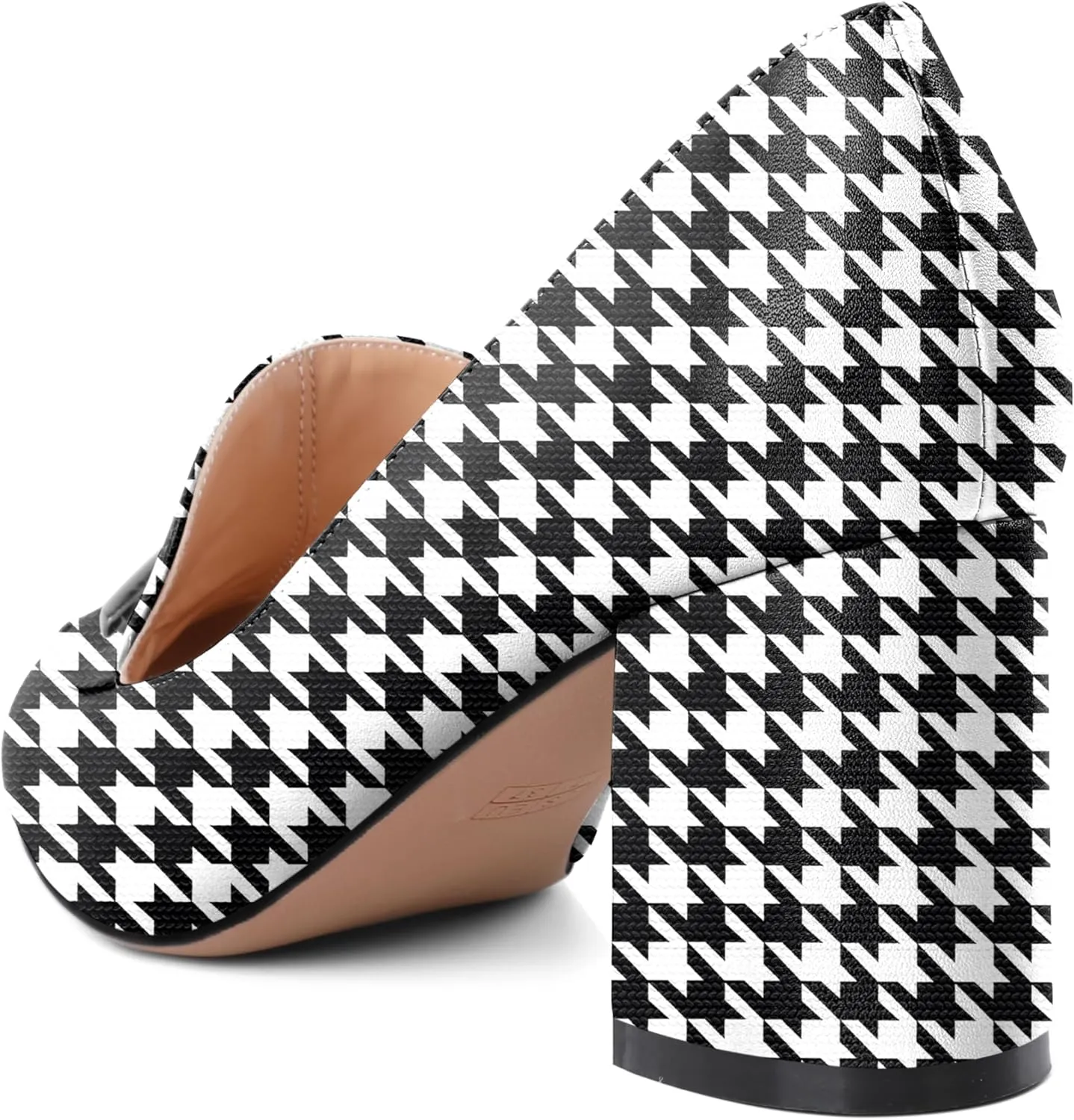 AUMOTED Heeled Loafers for Women Block Heel Loafers Comfortable Round Toe Chunky Pumps Women Work Low Heels Office Shoes 2.5 Inch