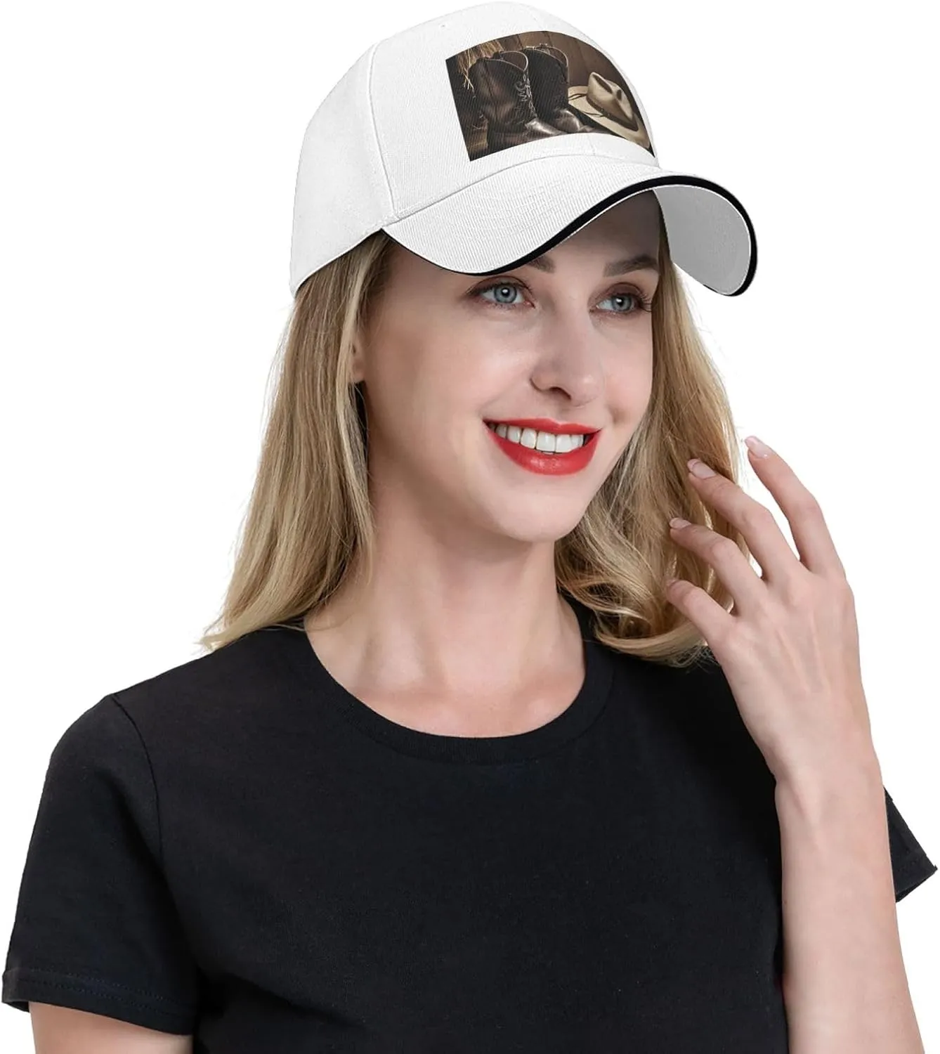 Baseball Cap Cowboy Dad Hat Cowboy Black Hat Western Boots Baseball Hat for Women Adjustable Trucker Hat