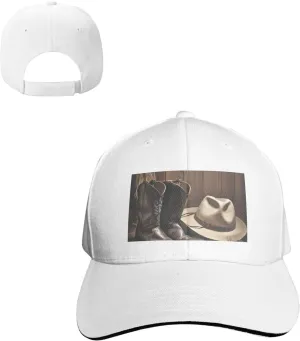 Baseball Cap Cowboy Dad Hat Cowboy Black Hat Western Boots Baseball Hat for Women Adjustable Trucker Hat