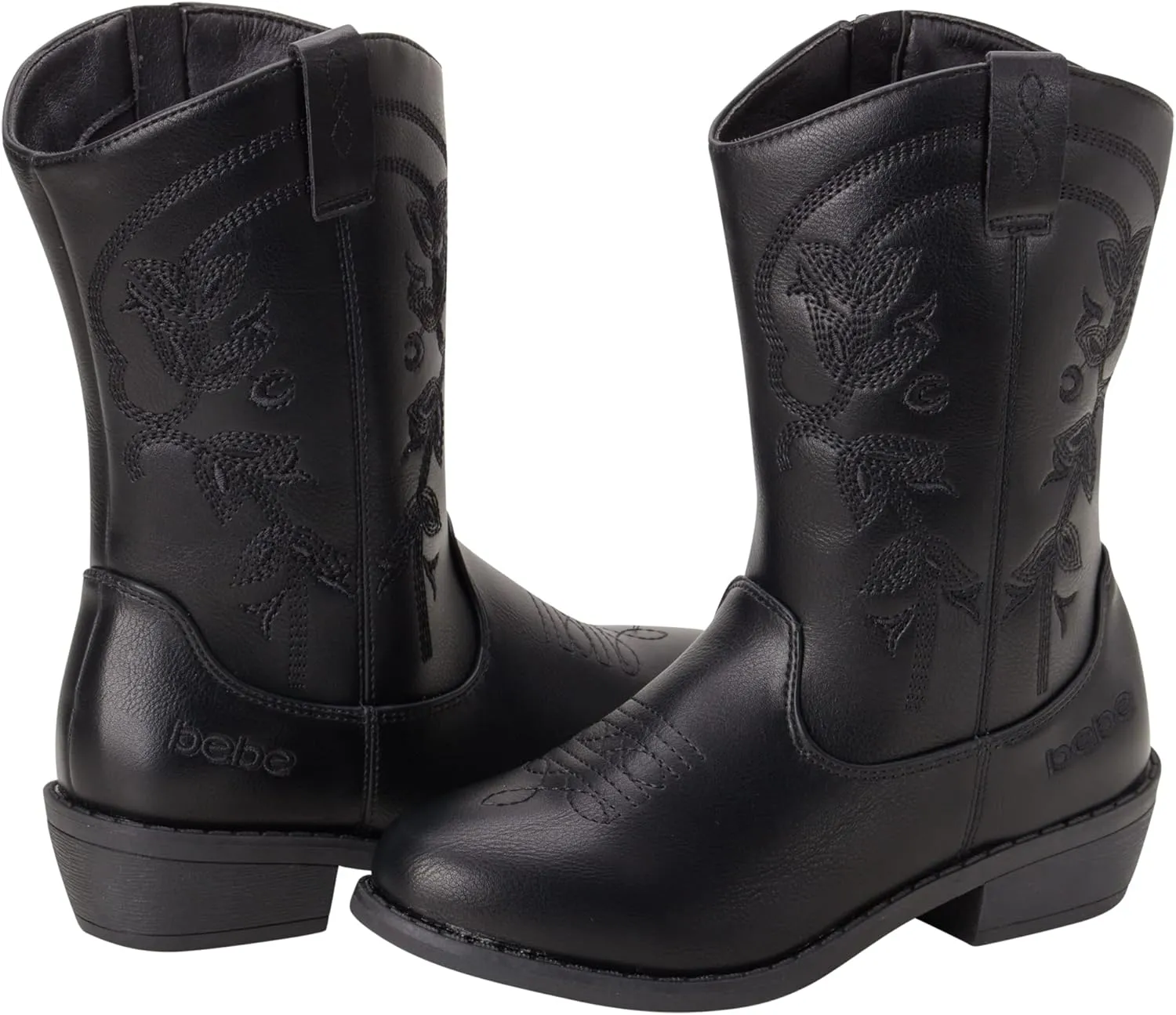 bebe Girls' Cowboy Boots - Classic Western Country Cowgirl Boots - Mid Calf Riding Shoes for Toddlers Little and Big Girls