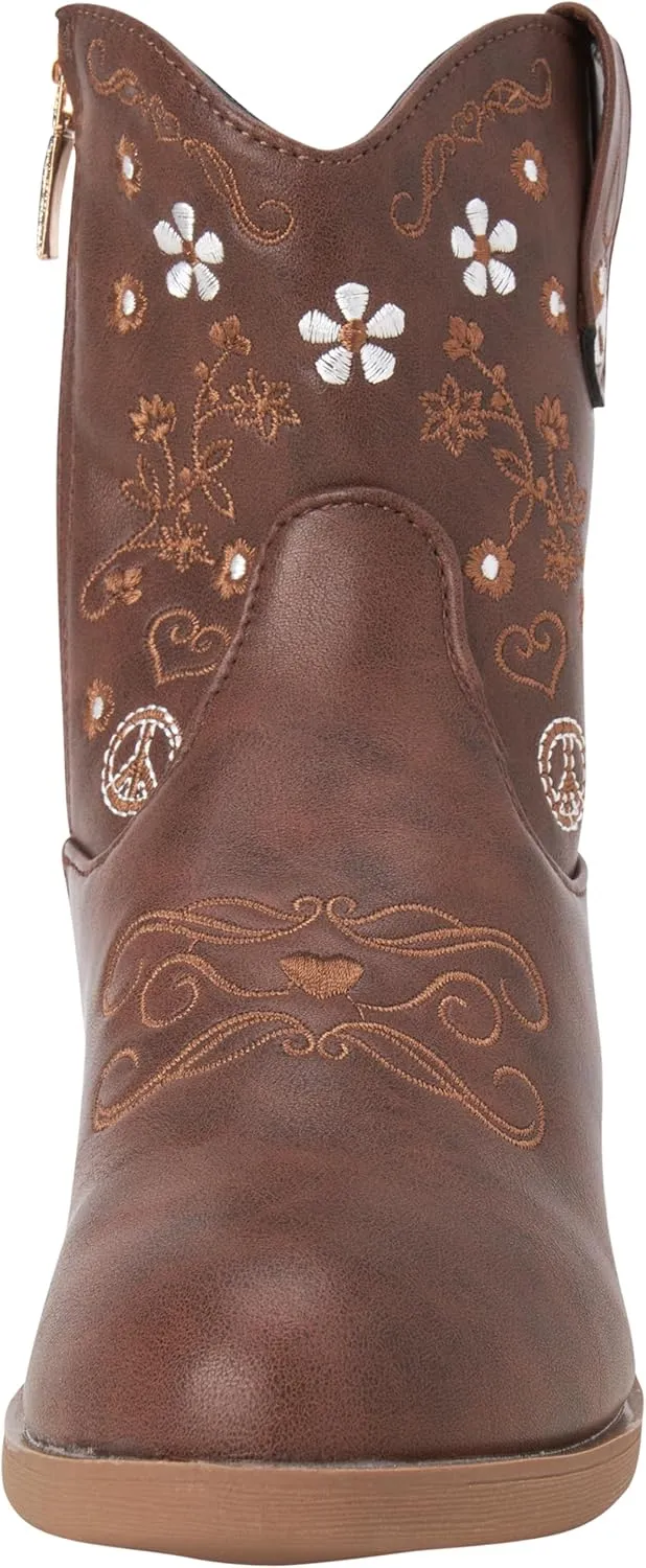 bebe Girls' Cowgirl Boots - Embroidered Western Roper Boots - Cowboy Boots for Girls (Toddler/Girl)
