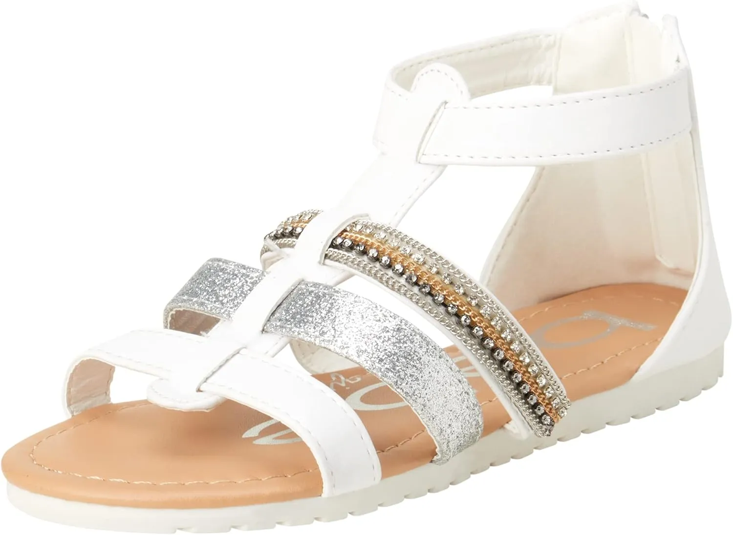bebe Girls' Sandals - Open Toe Summer Shoes Cute Flat Strappy Gladiator Sandals with Ankle Zipper and Cushioned Sole