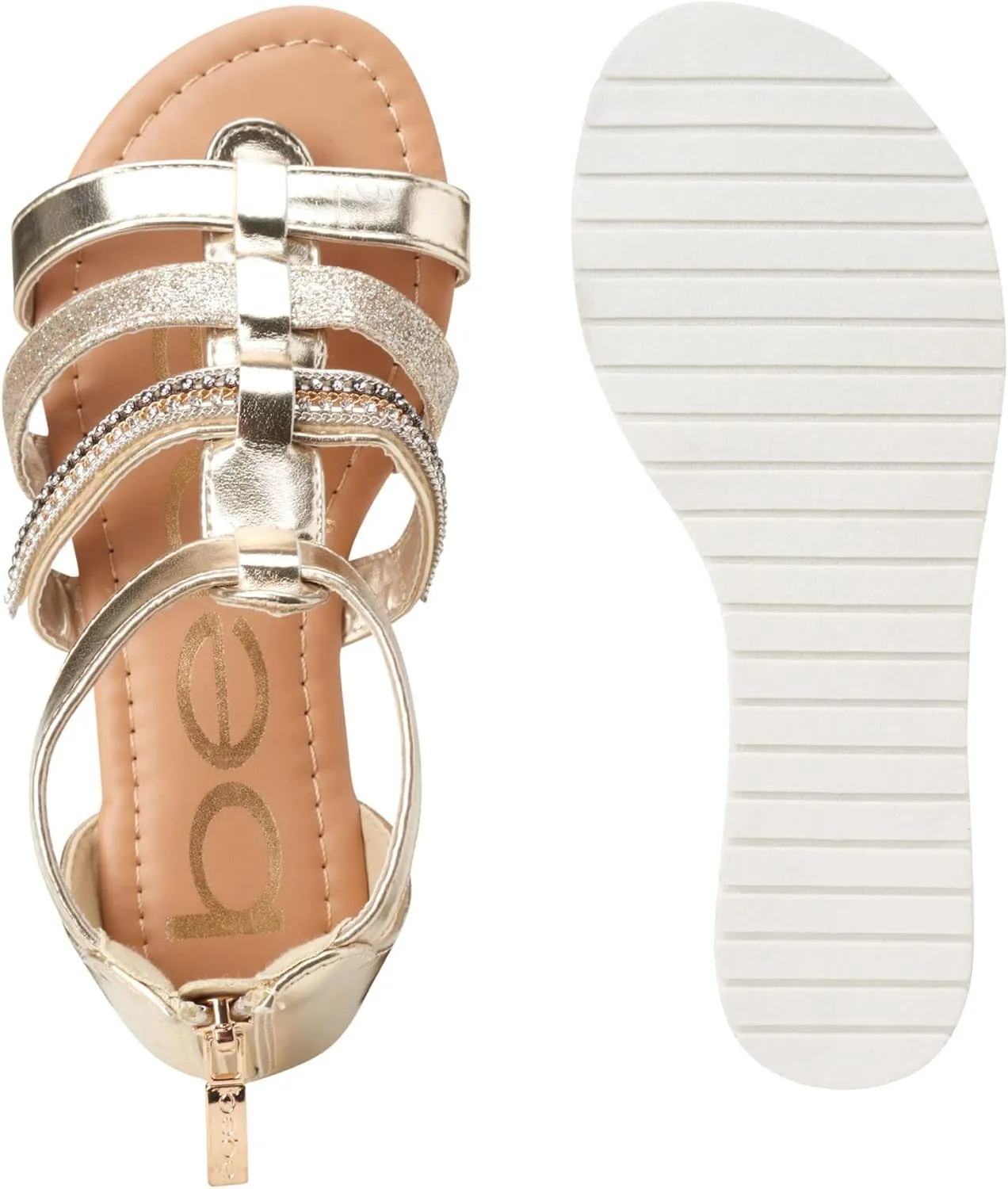 bebe Girls' Sandals - Open Toe Summer Shoes Cute Flat Strappy Gladiator Sandals with Ankle Zipper and Cushioned Sole