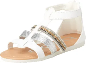 bebe Girls' Sandals - Open Toe Summer Shoes Cute Flat Strappy Gladiator Sandals with Ankle Zipper and Cushioned Sole