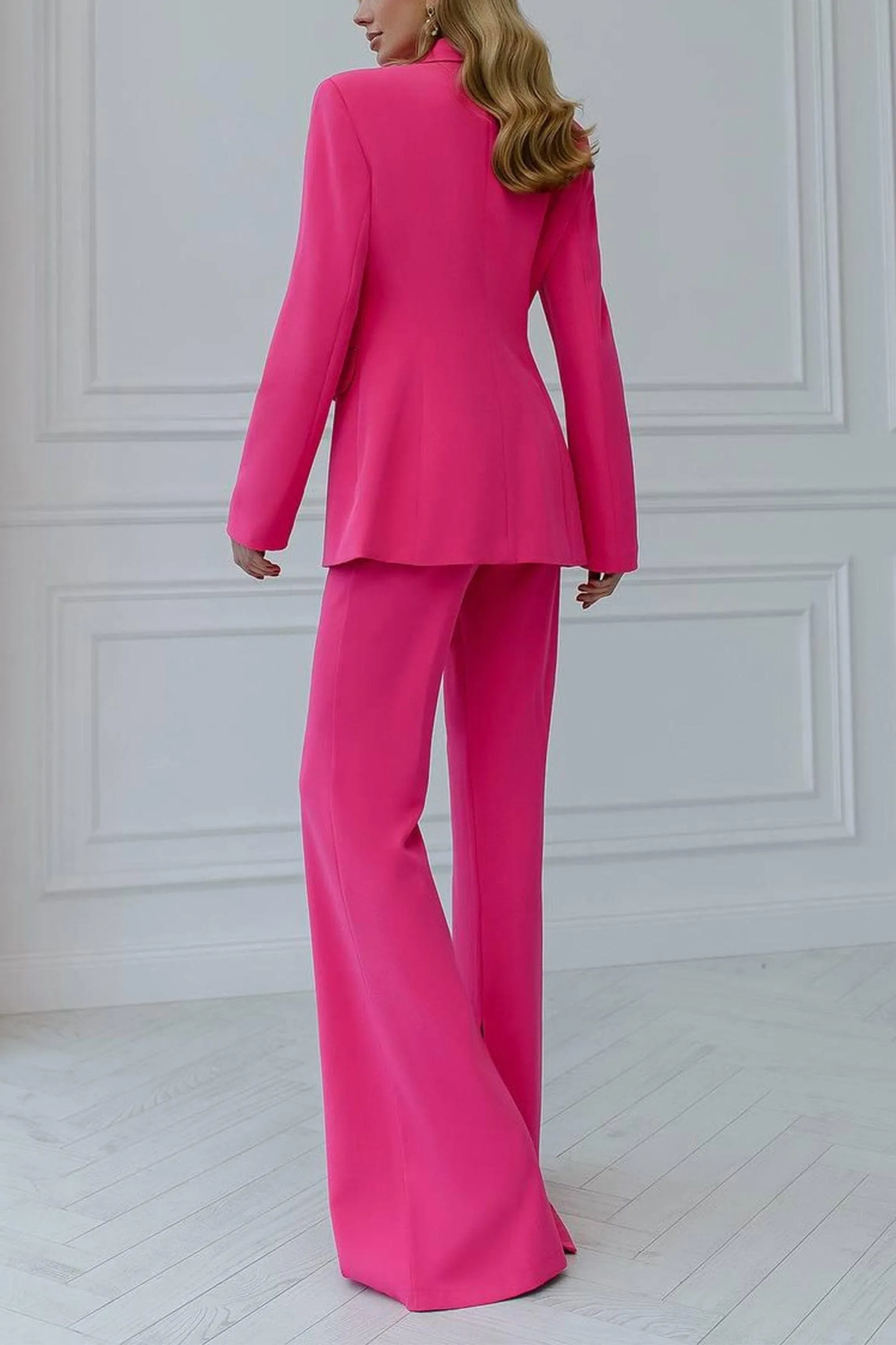Black 2 Piece Peak Lapel Single Breasted Business Casual Slim Fit Women's Suit