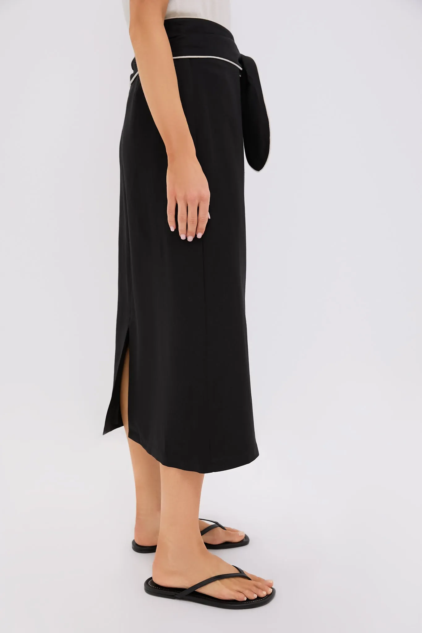 Black Linen Carine Tie Skirt