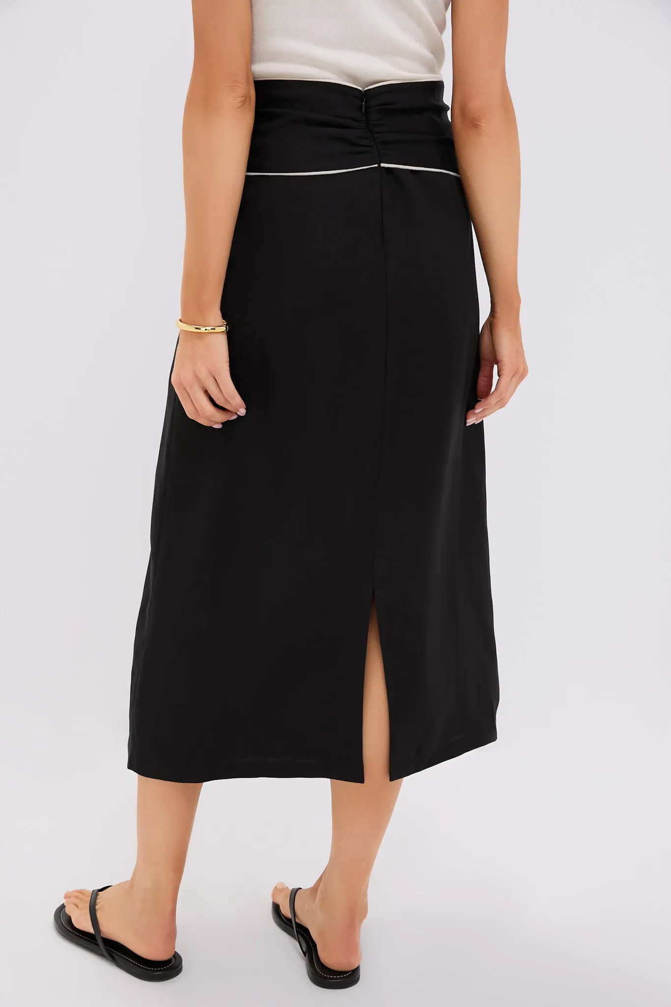 Black Linen Carine Tie Skirt