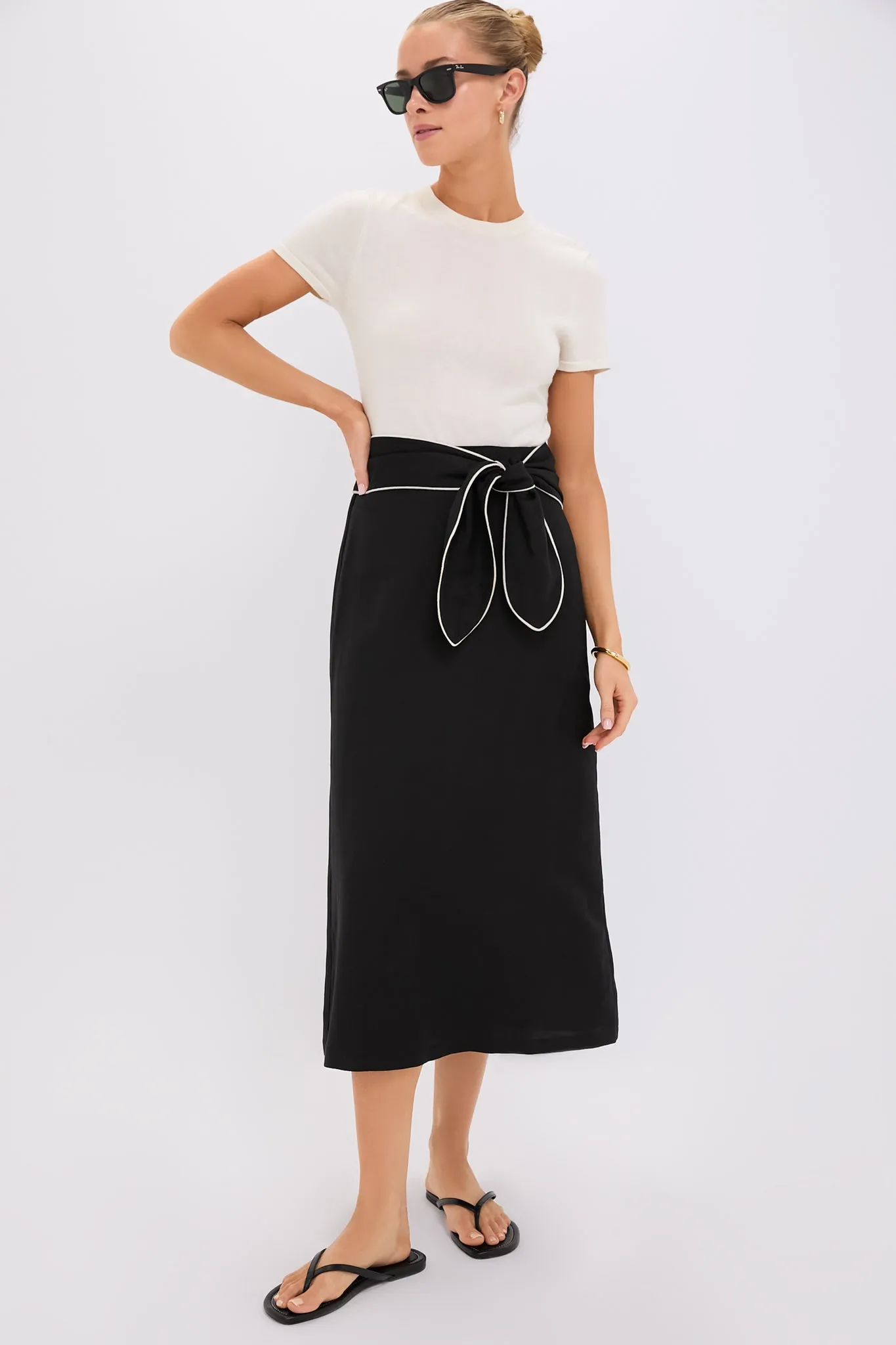 Black Linen Carine Tie Skirt