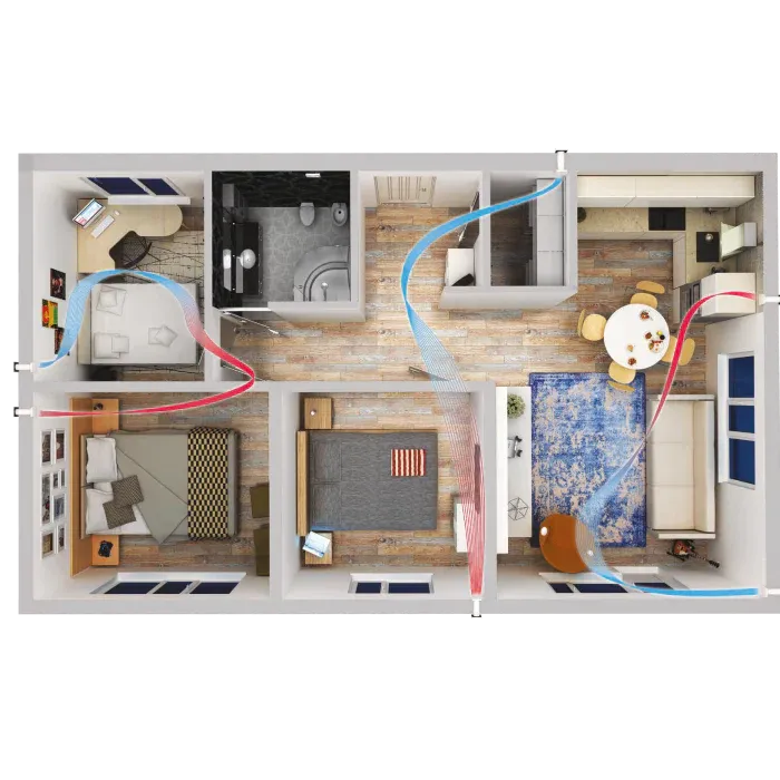 Blauberg AERIS-MIDI-GRY Aeris-Midi Alternate Flow Heat Recovery Fan Single Room Energy Saving Unit Grey