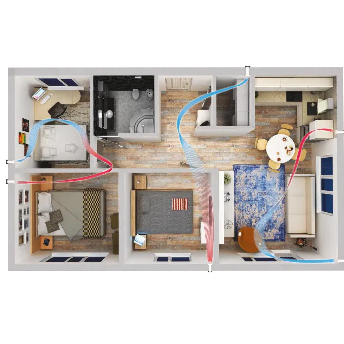Blauberg AERIS-MIDI-TER Aeris-Midi Alternate Flow Heat Recovery Fan Single Room Energy Saving Unit Terracotta
