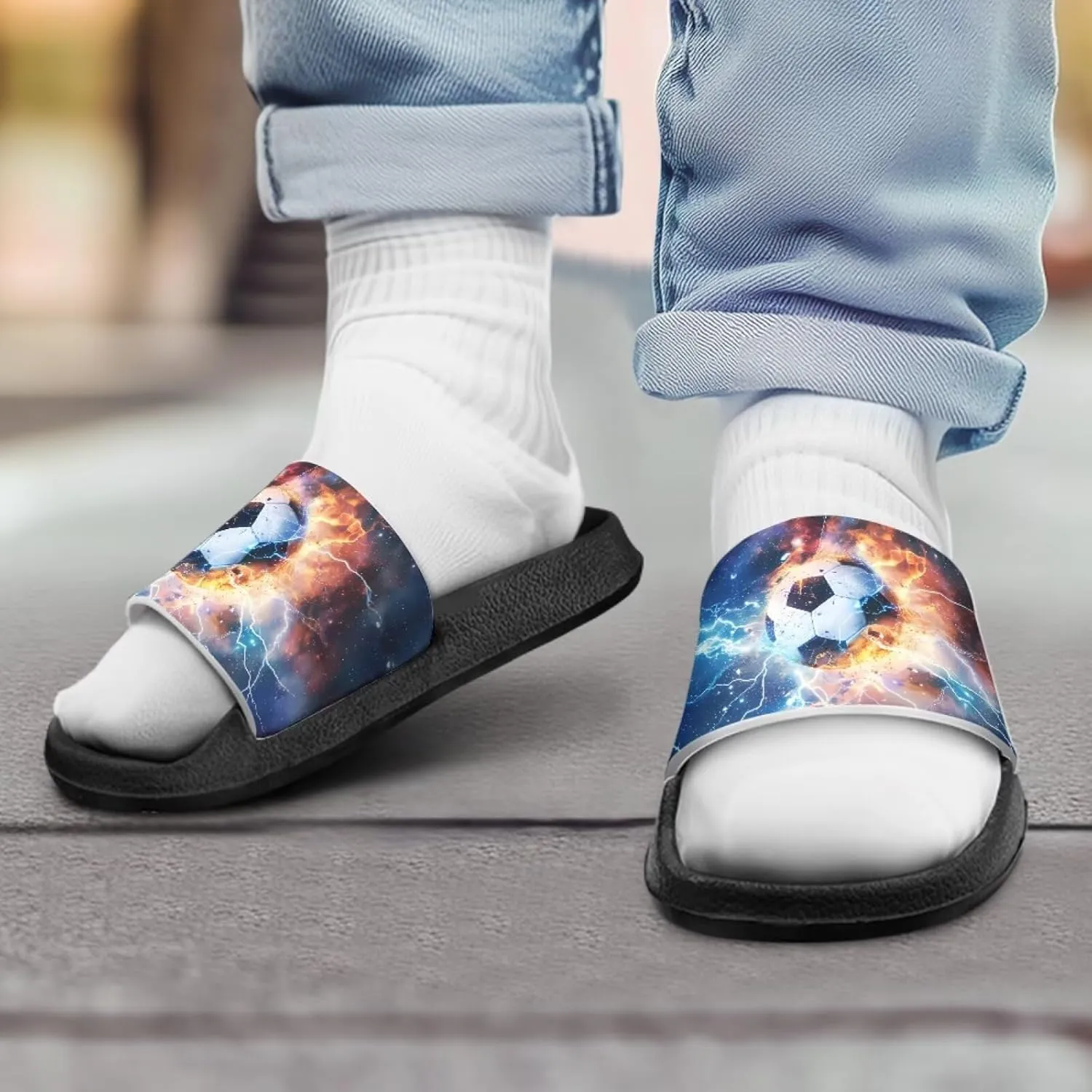 Boys Beach Sandals Lightweight Slides for Kids Shower Shoes