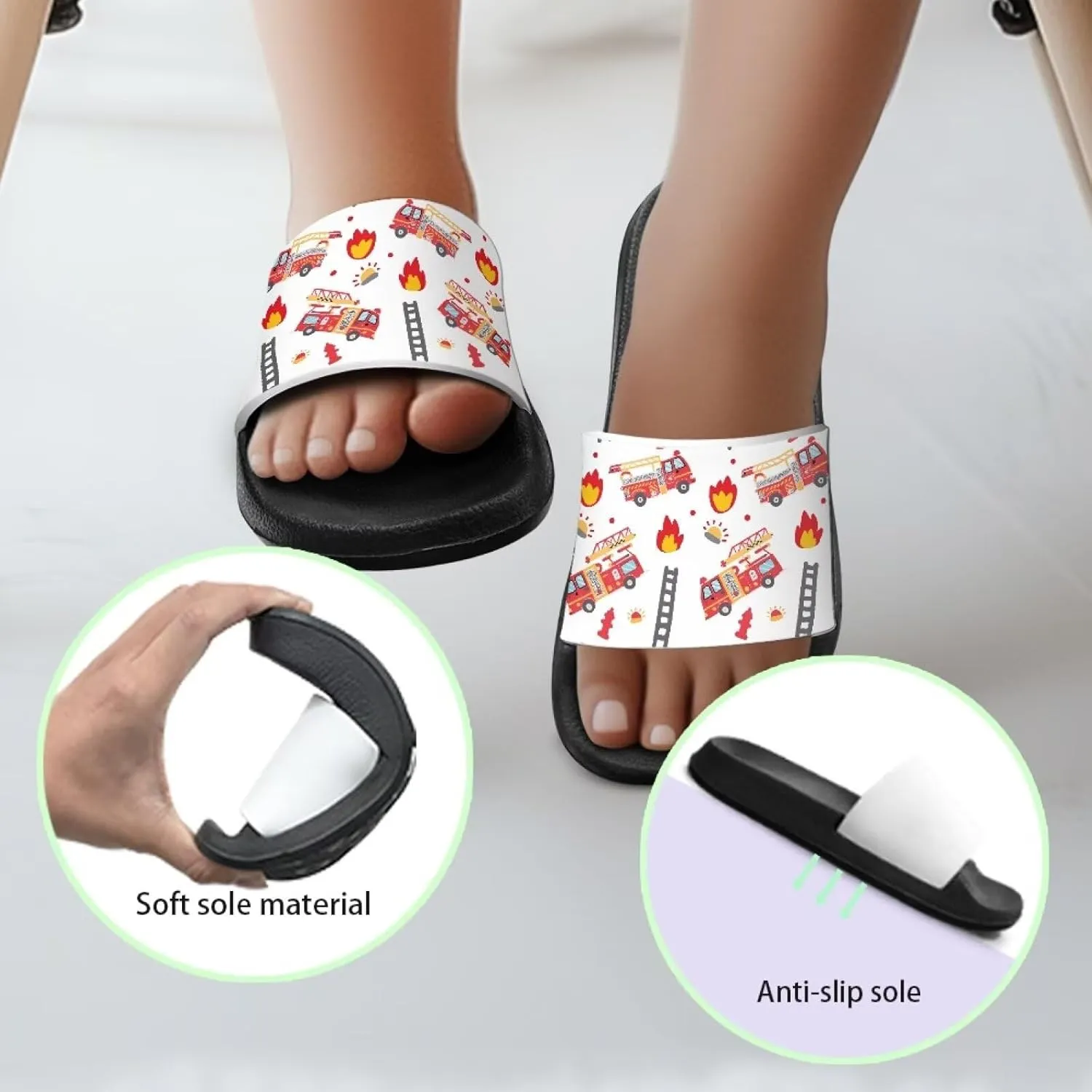 Boys Beach Sandals Lightweight Slides for Kids Shower Shoes