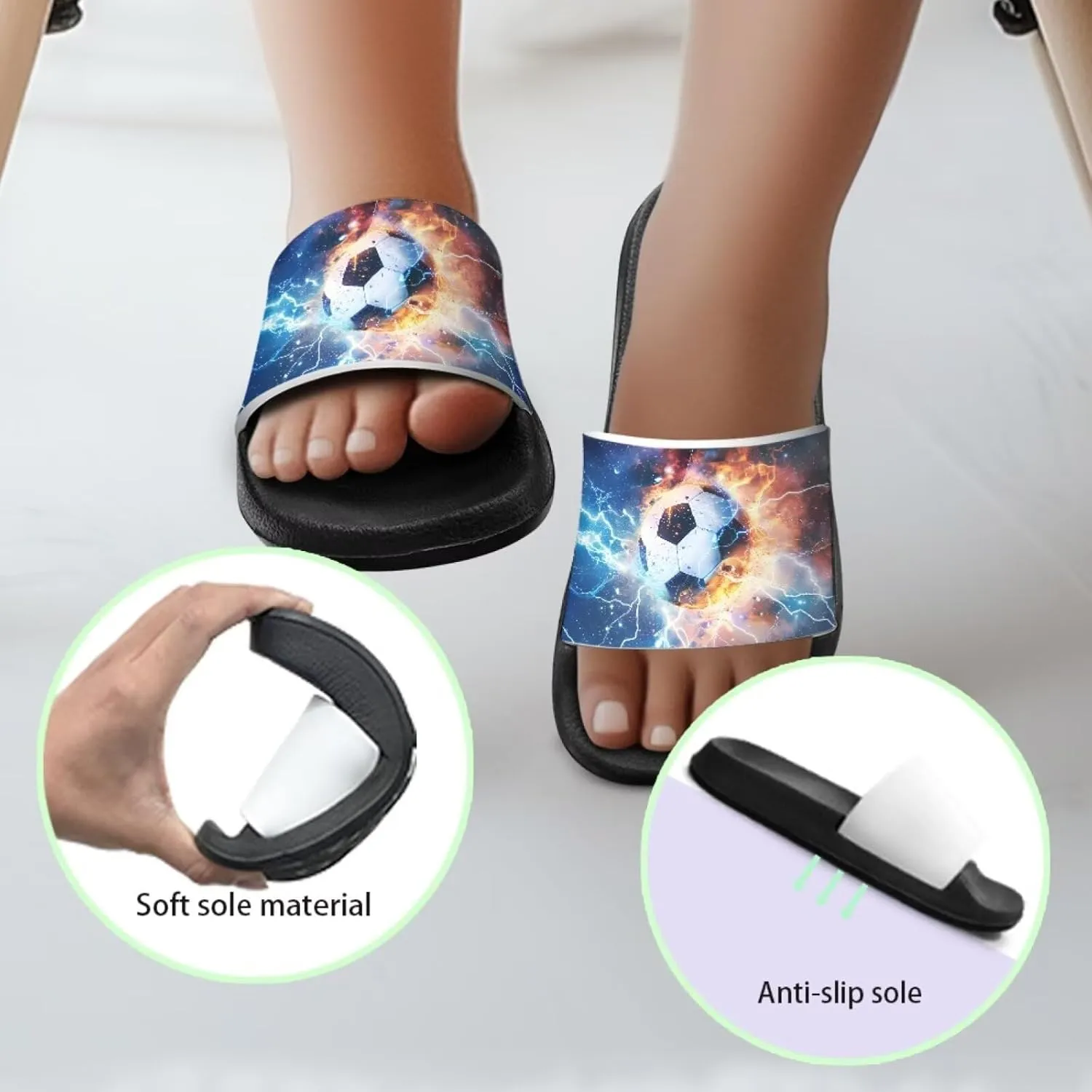 Boys Beach Sandals Lightweight Slides for Kids Shower Shoes