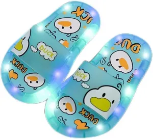Boys Girls Cute Cartoon LED Light Up Slipper, Lightweight Summer Toddler Slippers, Kids Beach Slippers Slide Sandals Pool Shoes Soft Flip Flops Summer Anti-Slip House Water Shoes