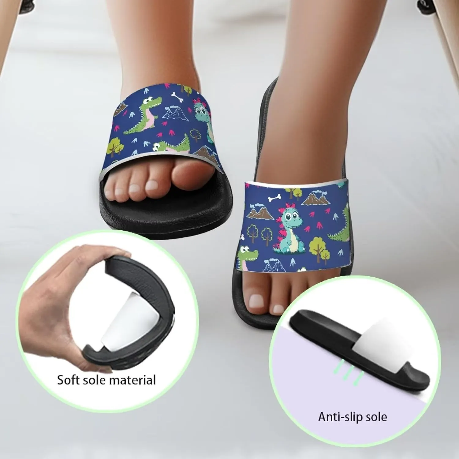 Boys Sandals with EVA Soft Sole Lightweight Slip-On Beach Slippers