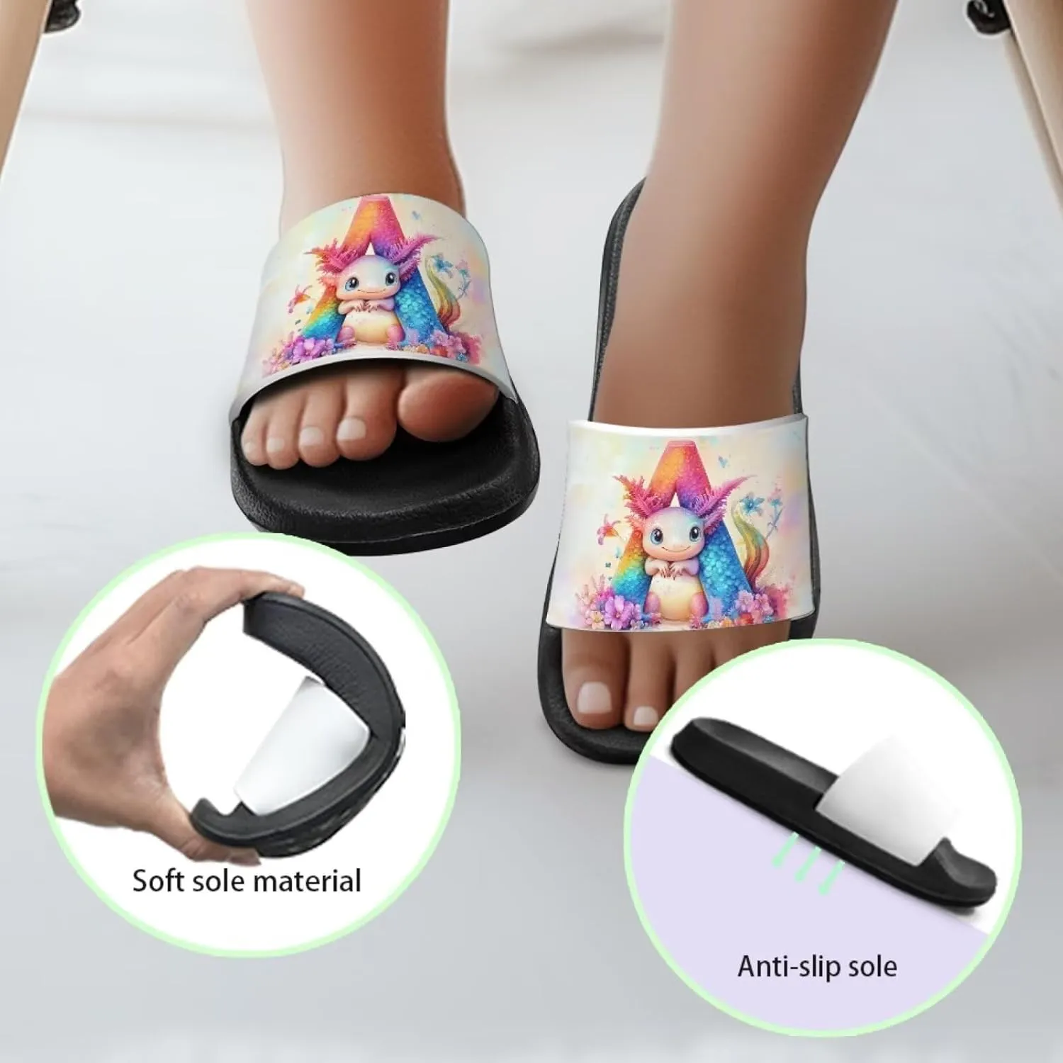 Boys Slip On Sandals Kids Slides Unisex Slides Boys Comfortable Slippers Non-slip Shower Shoes House Fashion Thick for Indoor & Outdoor Gifts