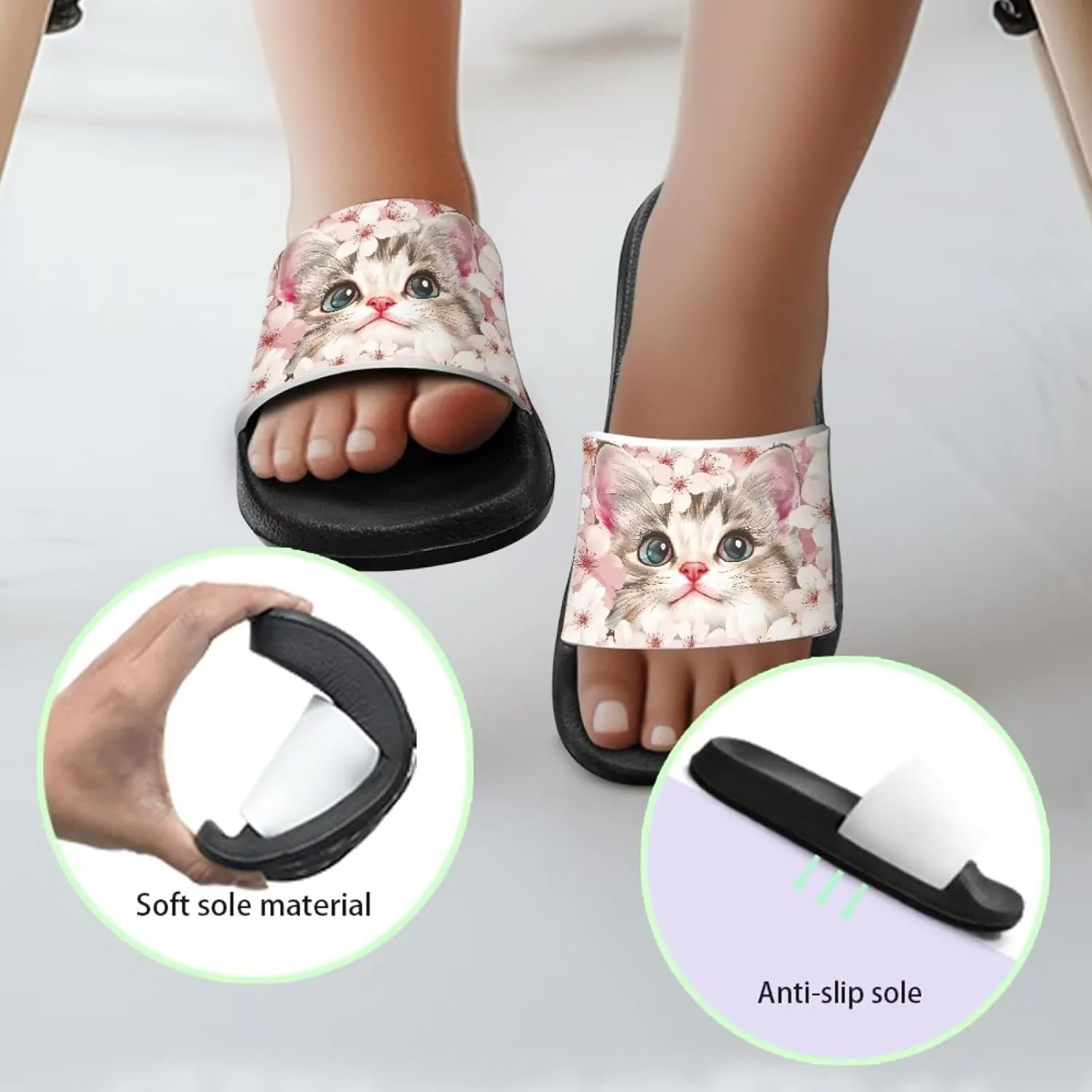 Boys Slip On Sandals Kids Slides Unisex Slides Boys Comfortable Slippers Non-slip Shower Shoes House Fashion Thick for Indoor & Outdoor Gifts