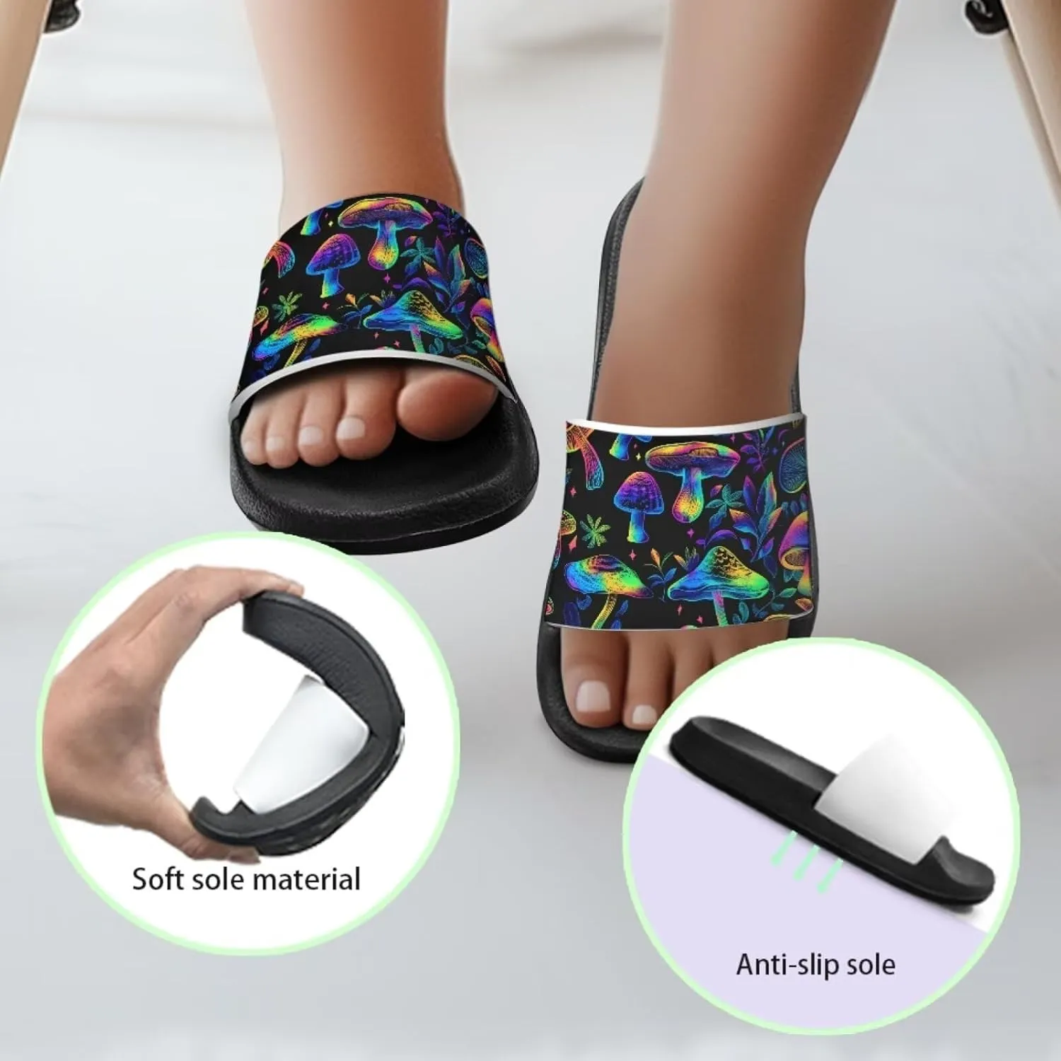 Boys Slip On Sandals Kids Slides Unisex Slides Boys Comfortable Slippers Non-slip Shower Shoes House Fashion Thick for Indoor & Outdoor Gifts