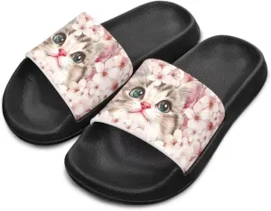 Boys Slip On Sandals Kids Slides Unisex Slides Boys Comfortable Slippers Non-slip Shower Shoes House Fashion Thick for Indoor & Outdoor Gifts