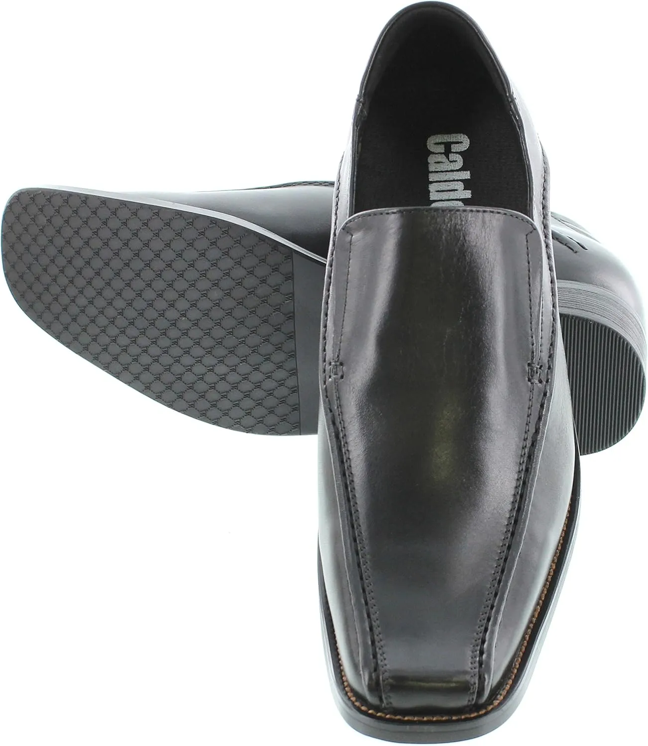 Calden Men's Invisible Height Increasing Elevator Shoes - Black Premium Leather Slip-on Lightweight Formal Dress Loafers - 2.6 Inches Taller - MD370 - Size 10 D(M) US