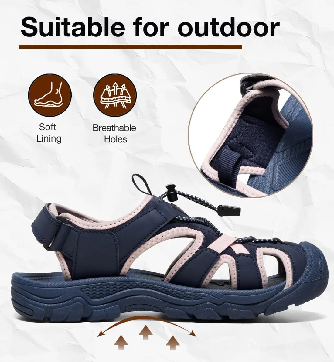 CAMEL CROWN Women's Comfortable Summer Sandals Breathable Beach Sandals Adjustable Outdoor Camping Walking Sandals Athletic Sport Sandals for Water Travel Hiking