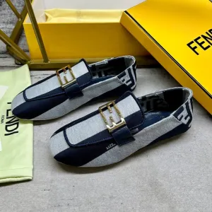 CANVAS WHITE BLUE IN NAVY GOLD FENDI BAGUETTE No-hassle exchange FENDI Time-sensitive offer LOAFERS MIX HARDWARE