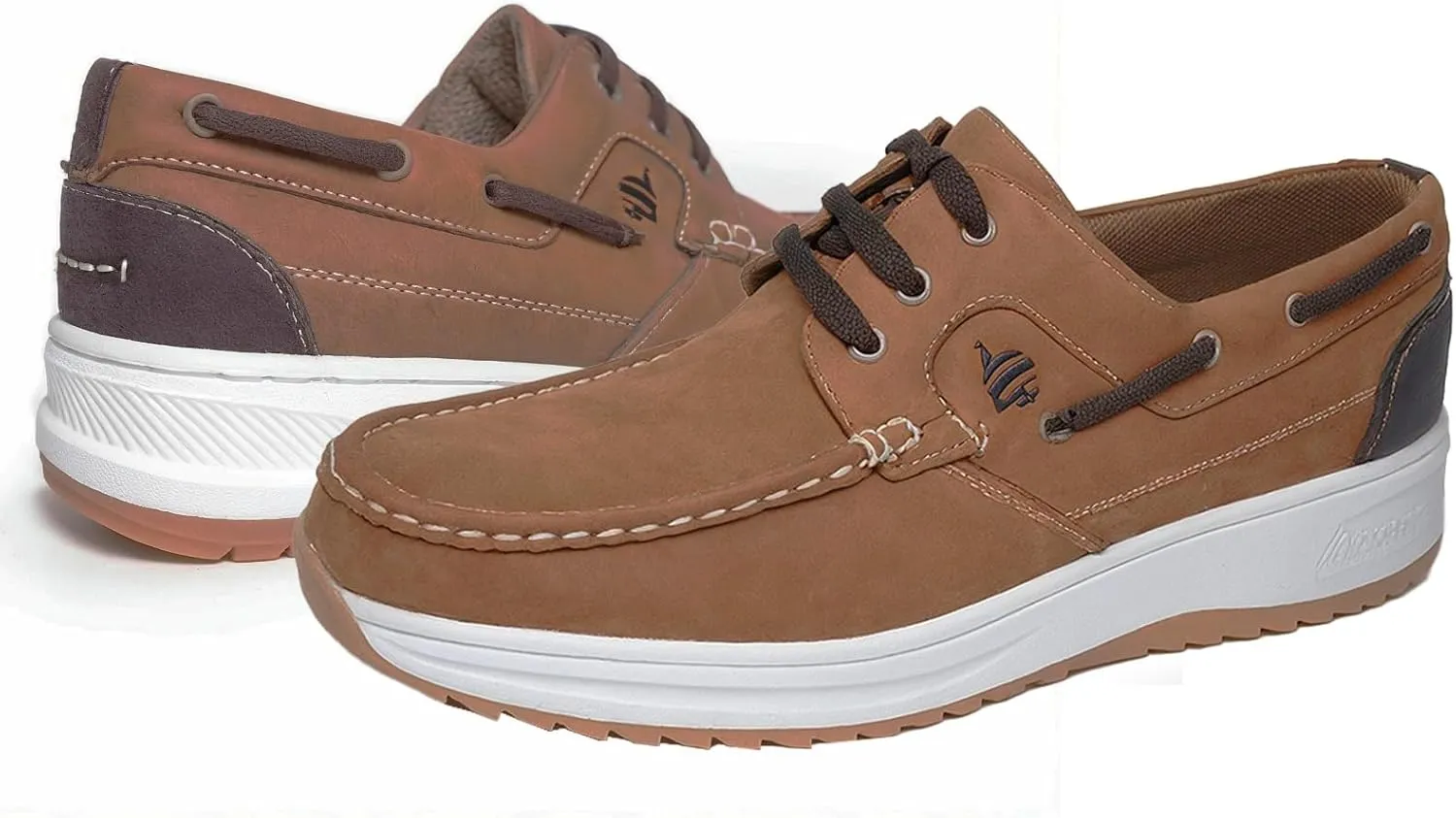 Casual Loafers for Men, Mens Boat Shoes, 3-Eyelet, Cushioned Insole, Faux Leather