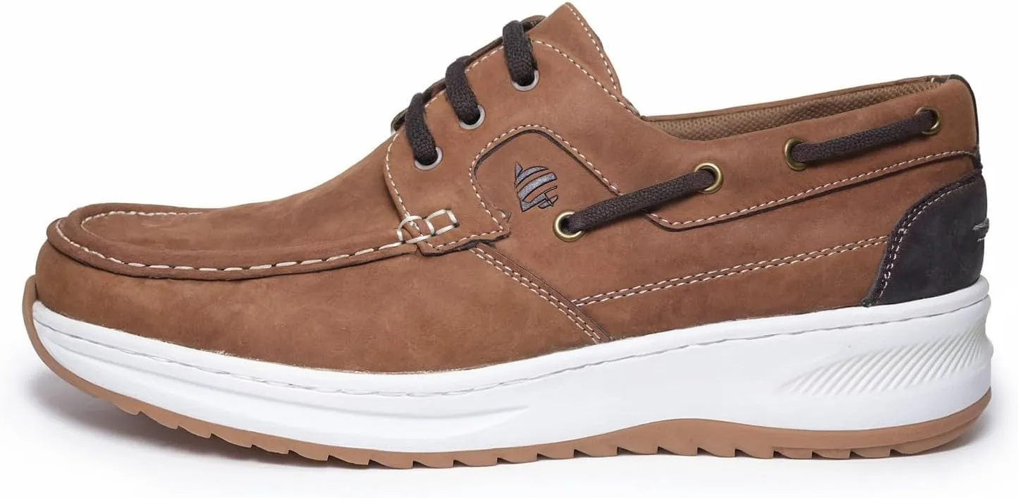 Casual Loafers for Men, Mens Boat Shoes, 3-Eyelet, Cushioned Insole, Faux Leather