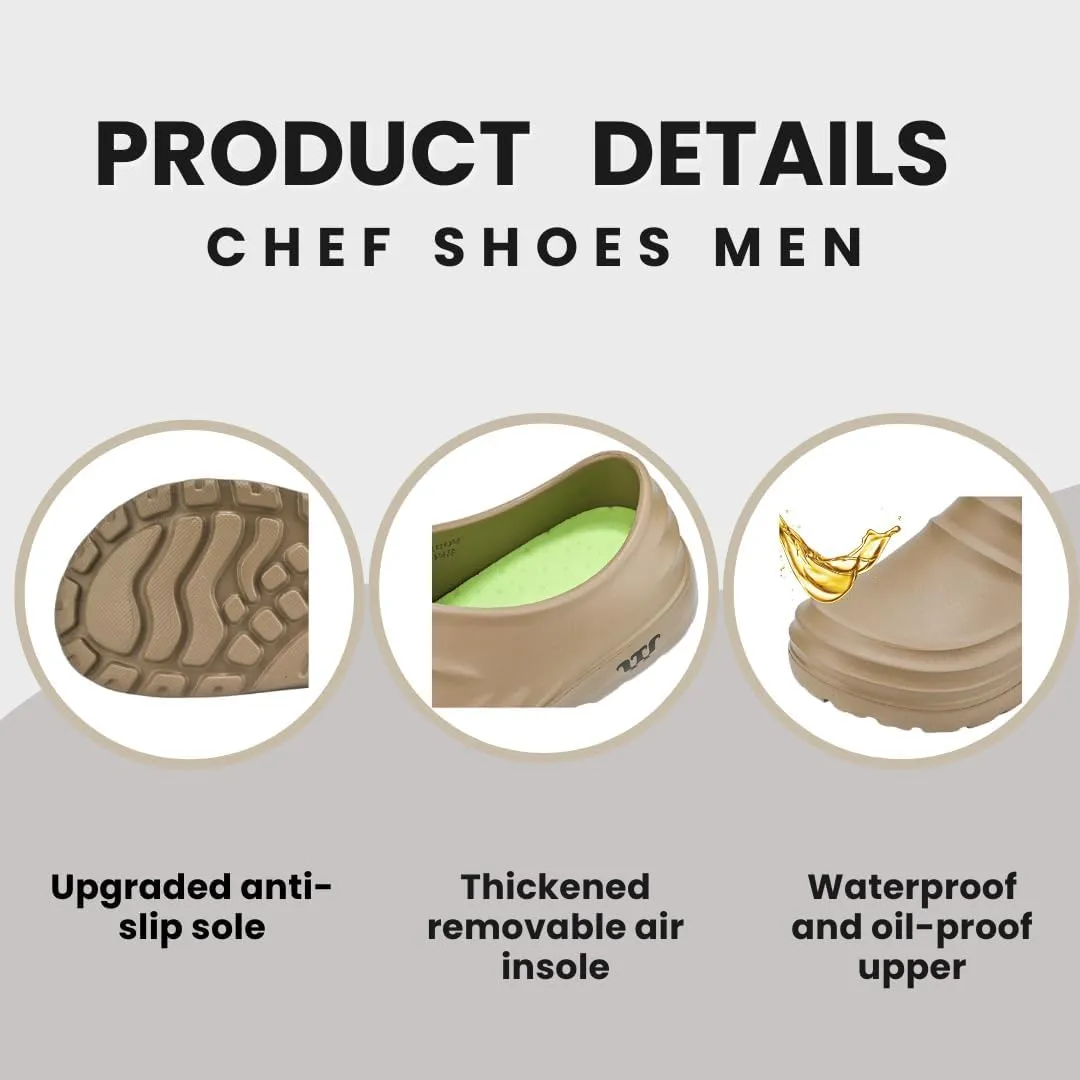 Chef Shoes for Men Women, Chef Sandals Non Slip Oil Resistant Clogs for Work, Kitchen Waterproof Nurse Shoes Safety