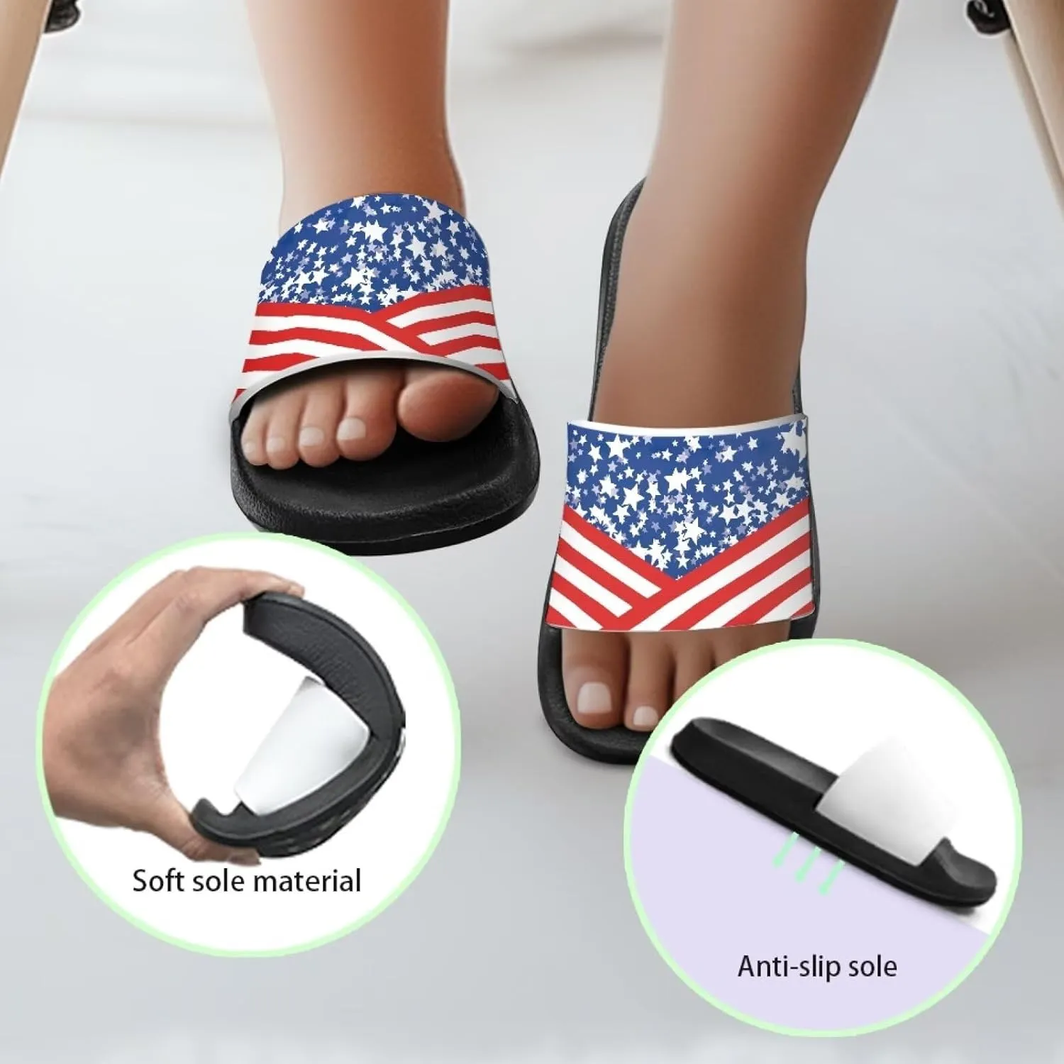 Children's Open Toe Slide Sandals Non Slip Beach Lightweight Flat Sandals Vacation Comfortable House Slippers