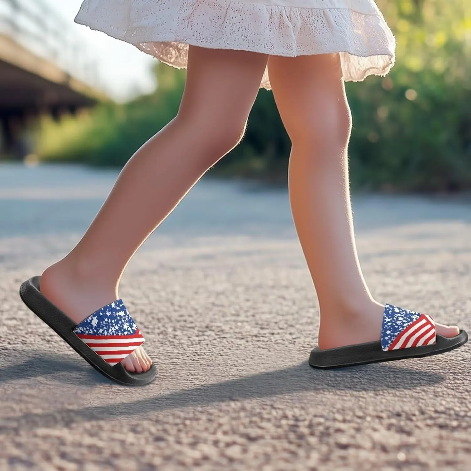 Children's Open Toe Slide Sandals Non Slip Beach Lightweight Flat Sandals Vacation Comfortable House Slippers